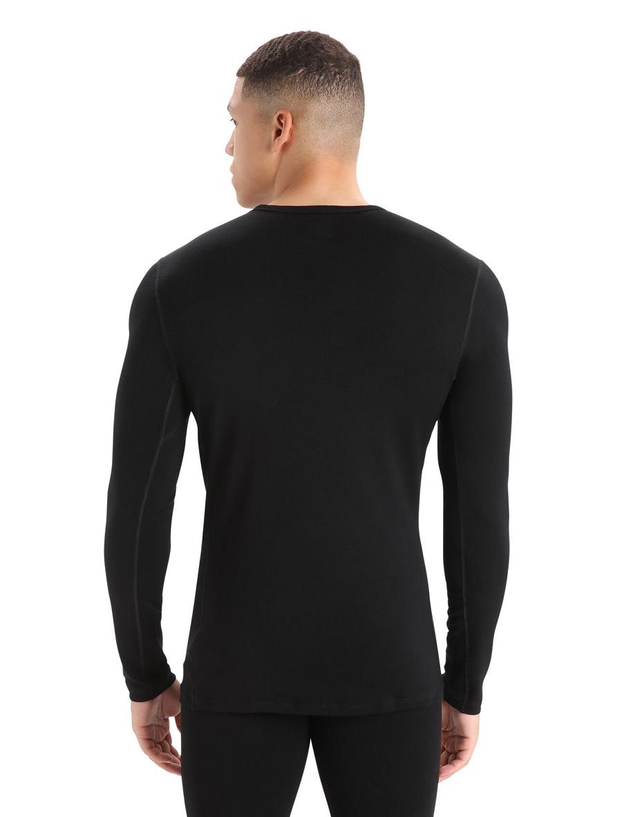 Icebreaker Merino 260 Tech Long Sleeve Crewe Thermal Top Férfi Base Layers Fekete | HU 1398CTVE